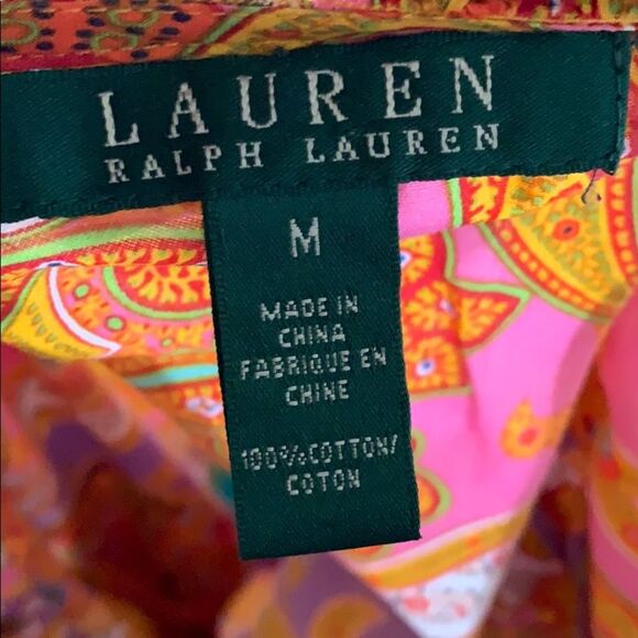 Lauren Ralph Lauren paisley ruffle collard top - Picture 2 of 10